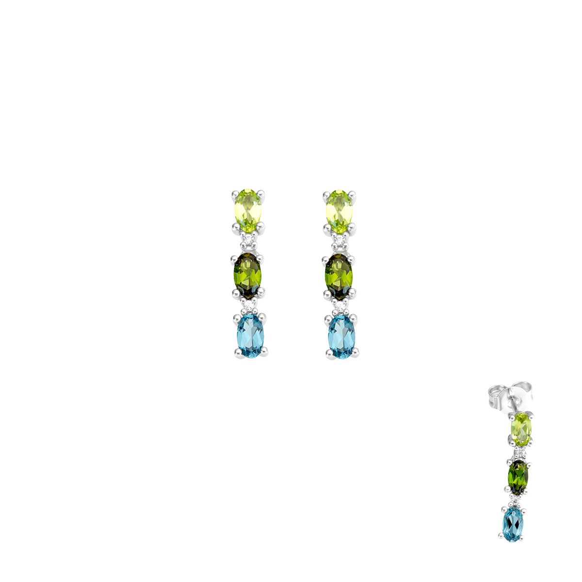 Boucles Pendantes Pierres de couleurs