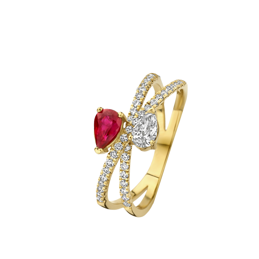 Bague diamants et rubis