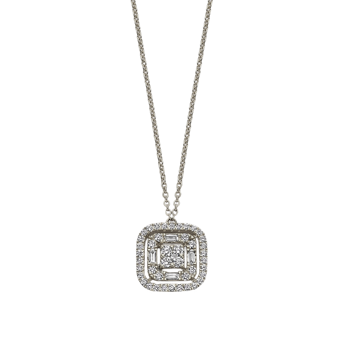 Collier pendentif carré diamants