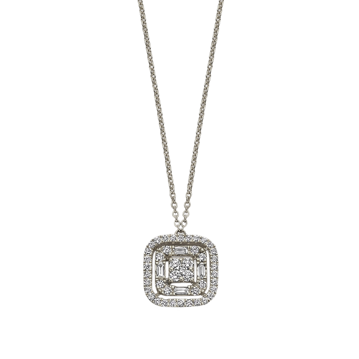 Collier pendentif carré diamants