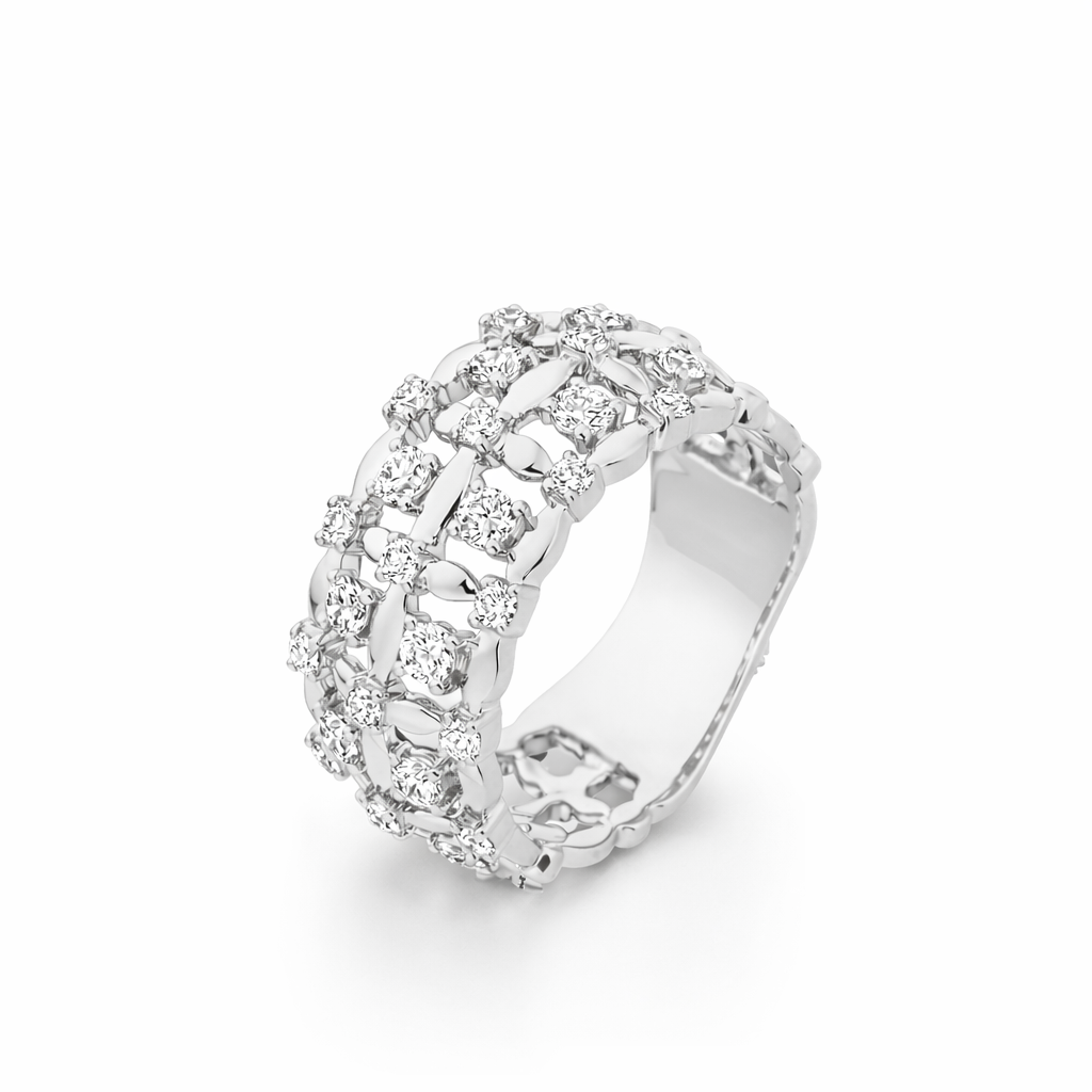 Bague large diamants