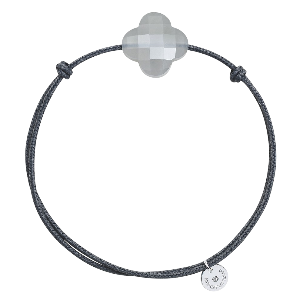 Bracelet, Pierre De Lune Grise, Cordon Gris