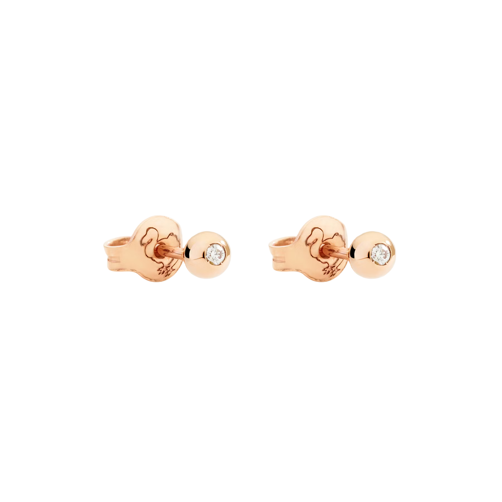 Boucles D'oreille Stud Bollicine Or Rose & Diamant