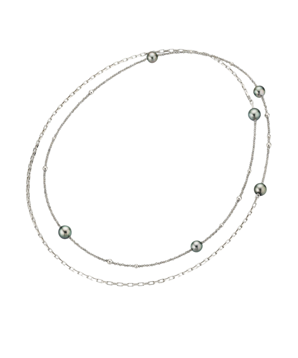 Sautoir Perle Tahiti & Pierre de Lune
