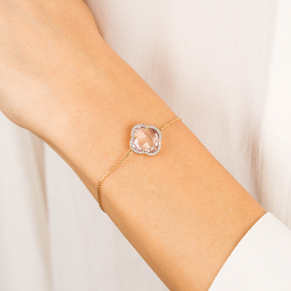 Bracelet, Améthyste Rose, Diamants, Or Jaune