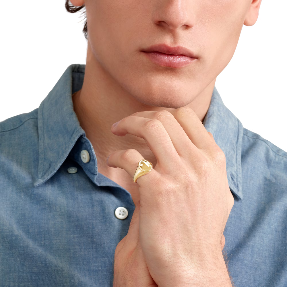 Bague Sceau Or Jaune Et Diamant Blanc
