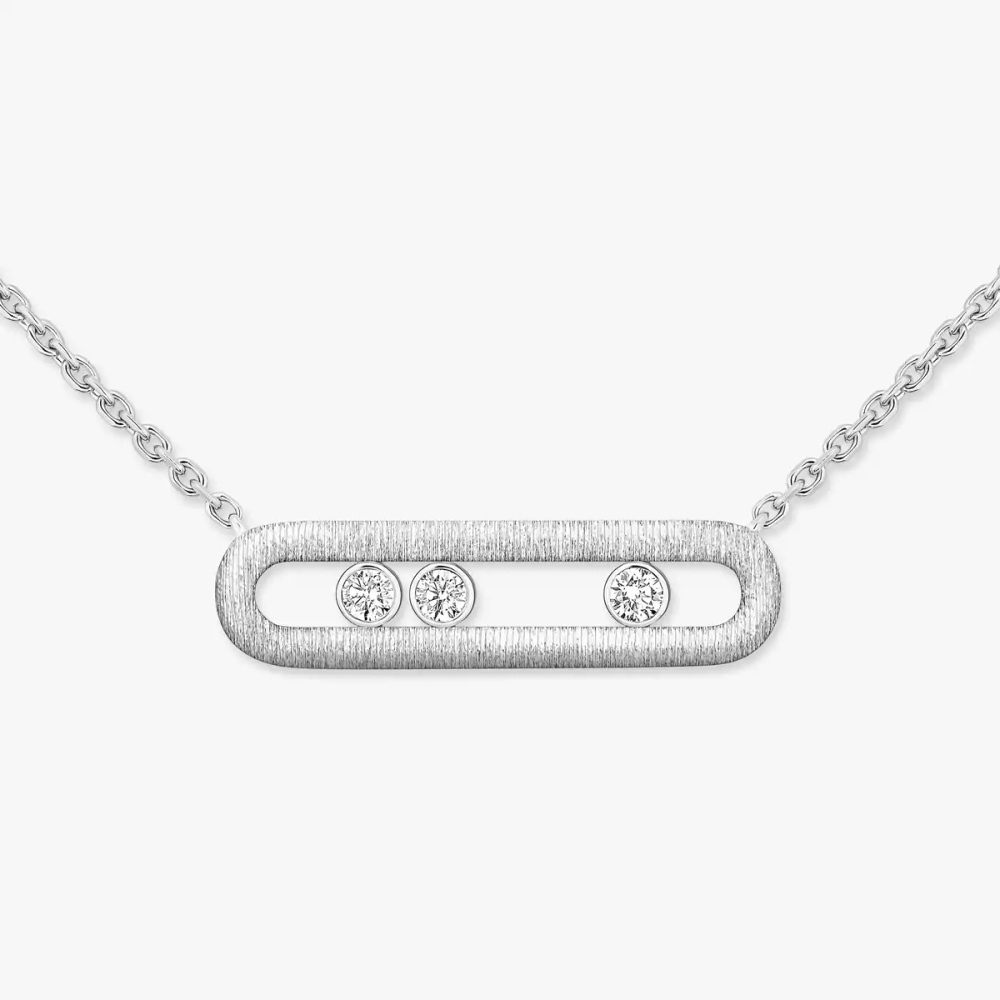 Collier Move Classique ciselé, grand modèle Collier diamant en or blanc ciselé Move Classique