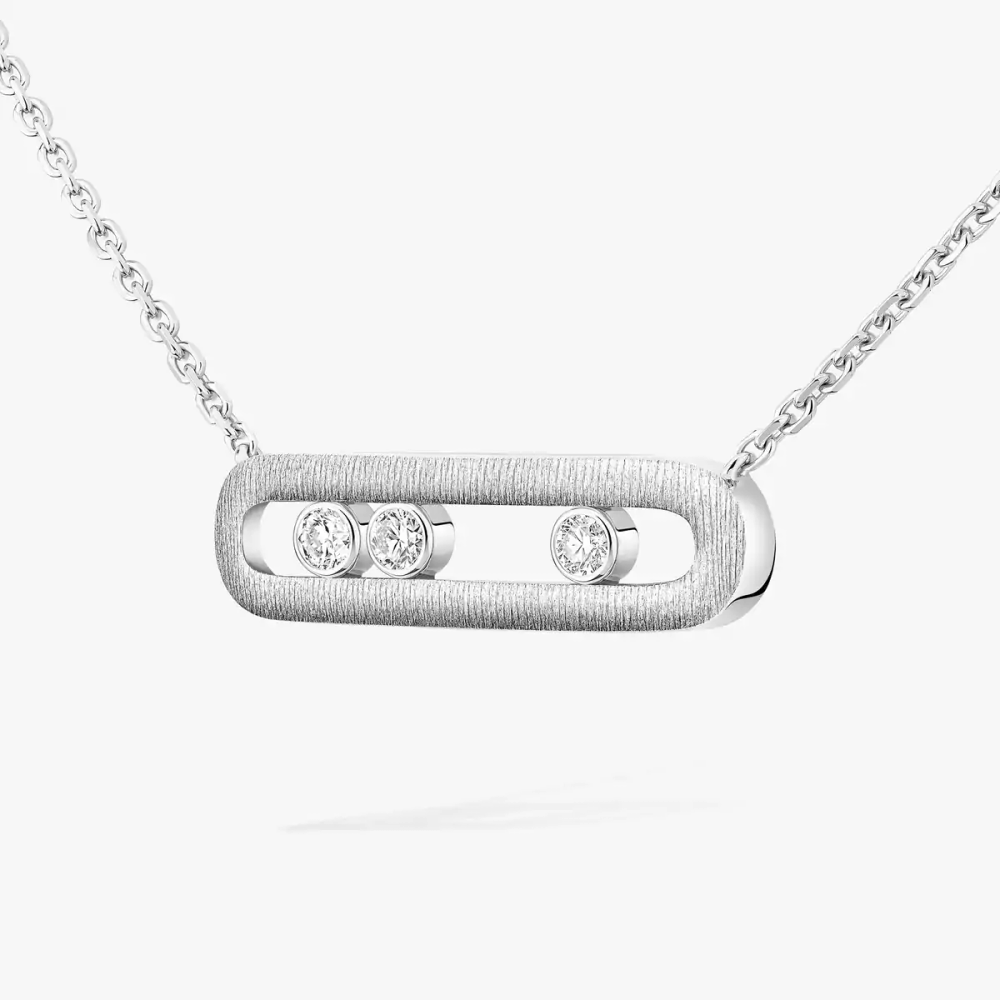 Collier Move Classique ciselé, grand modèle Collier diamant en or blanc ciselé Move Classique