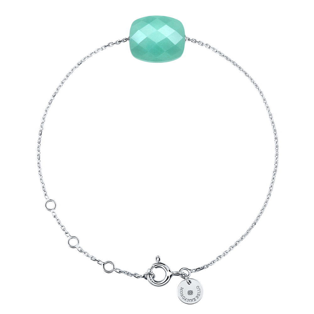 Bracelet, Amazonite, Or Blanc