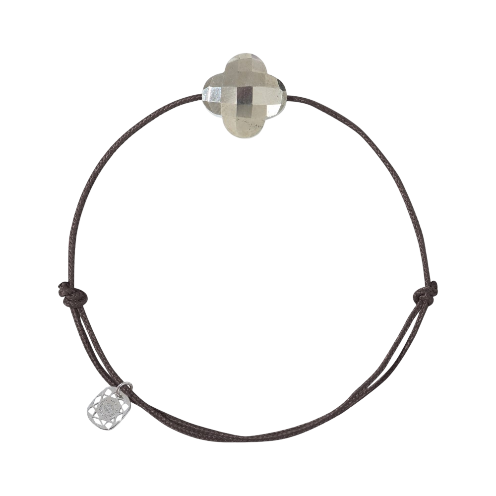 Bracelet, Pyrite, Cordon Chocolat