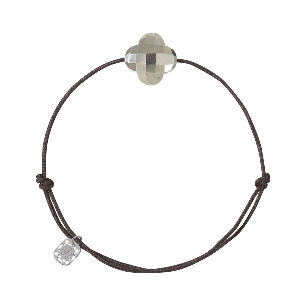 Bracelet, Pyrite, Cordon Chocolat