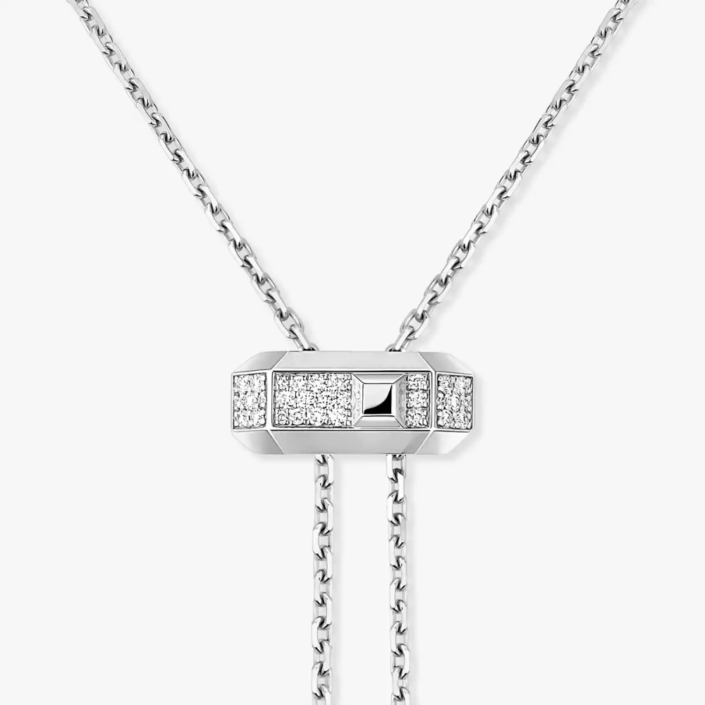 Collier cravate Moderniste Collier cravate diamant or blanc Moderniste
