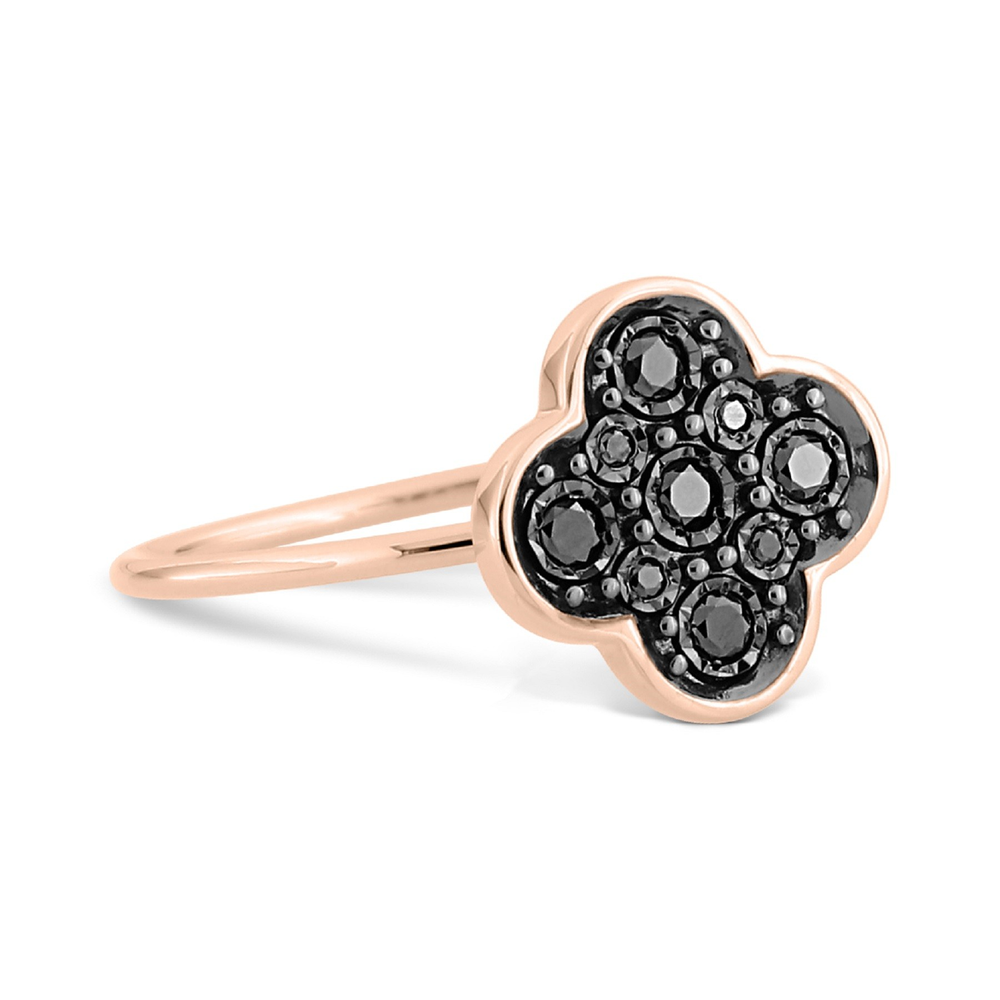 Bague Serti, Diamants Noirs, Or Rose