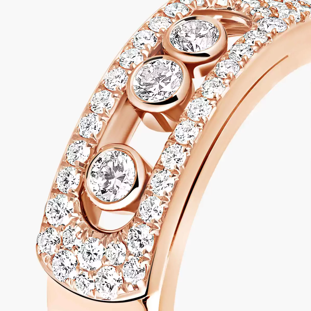 Bague Move Noa pavée, petit modèle Bague diamant Move Noa pavée en or rose 18 carats