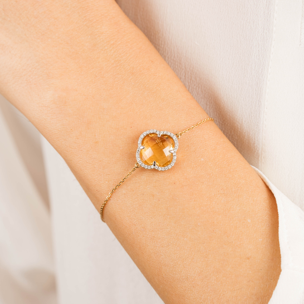 Bracelet, Citrine, Diamants, Or Jaune