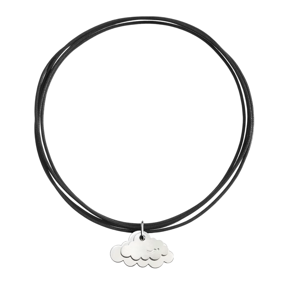 Cordon Noir Épais & Nuage En Argent