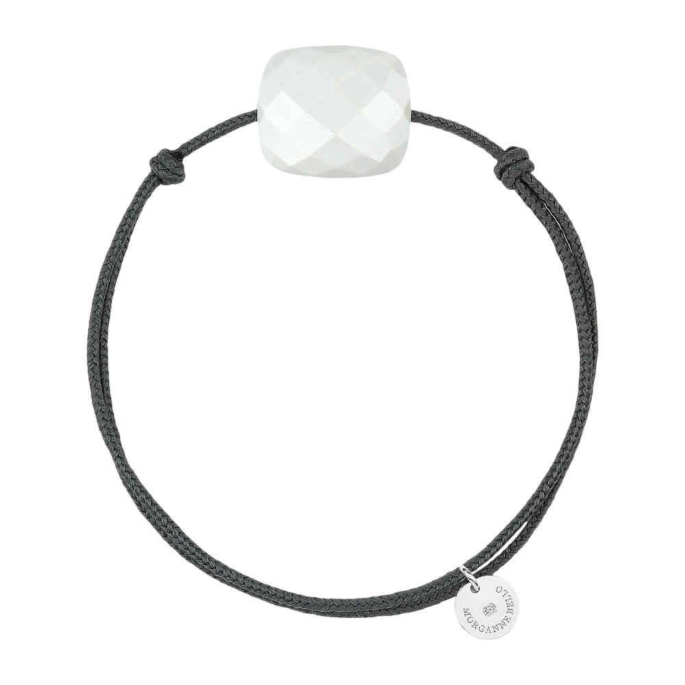 Bracelet, Agate Blanche, Cordon Gris
