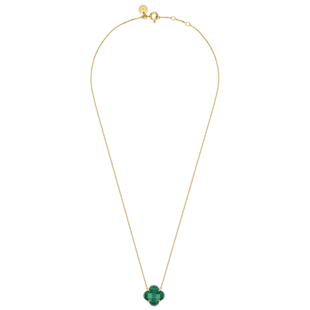 Collier, Agate Verte, Or Jaune