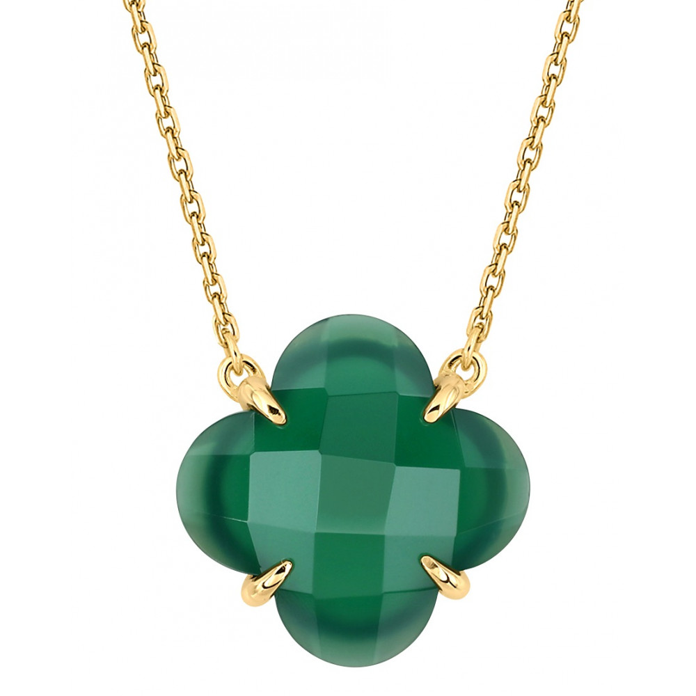 Collier, Agate Verte, Or Jaune