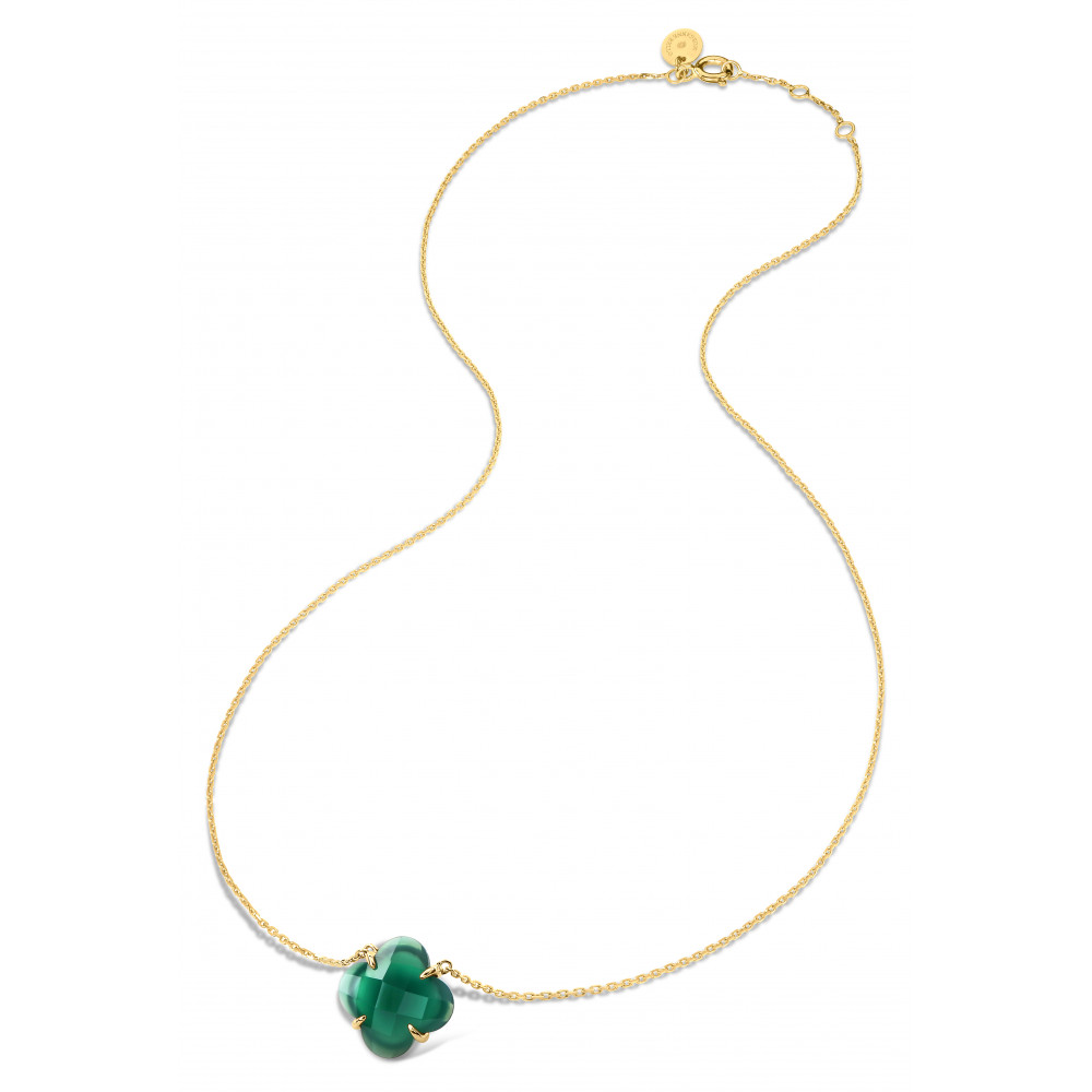 Collier, Agate Verte, Or Jaune