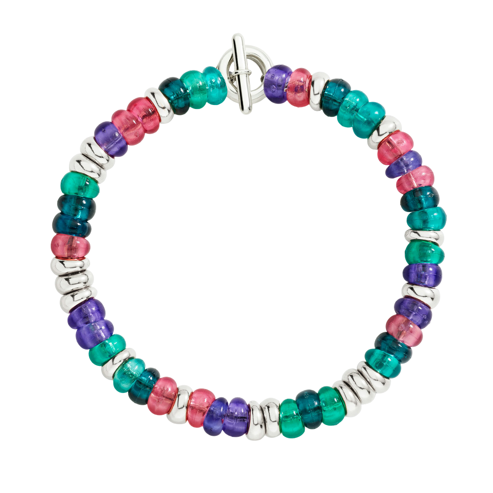 Bracelet Rondelle En Argent Et Plastique Recyclé