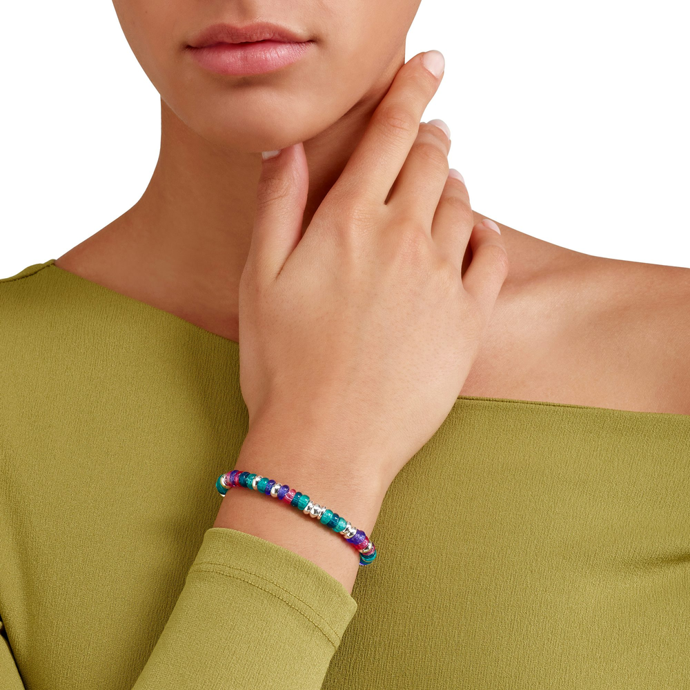 Bracelet Rondelle En Argent Et Plastique Recyclé
