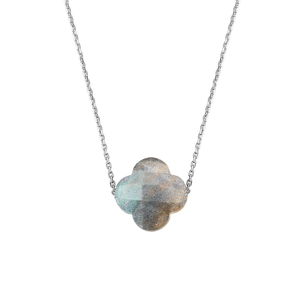 Collier, Labradorite, Or Blanc
