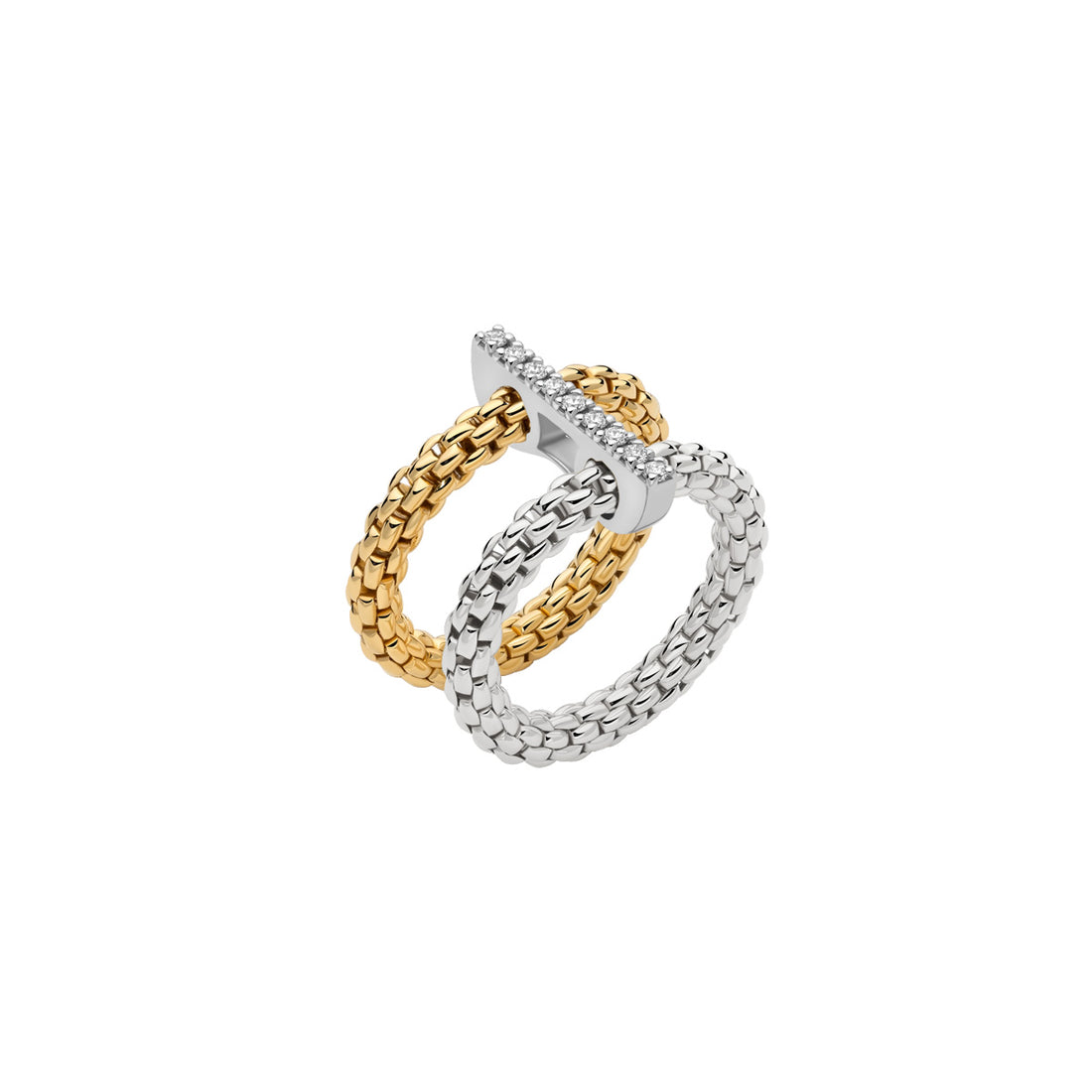 Bague Prima Double Anneau Or Jaune et Blanc Fope - Bijouterie Aurea｜Morges