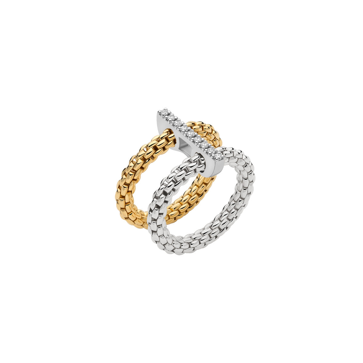 Bague Prima Double Anneau Or Jaune et Blanc Fope - Bijouterie Aurea｜Morges