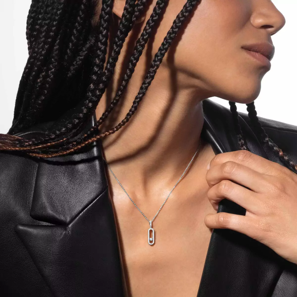Collier pendentif Move Uno pavé, grand modèle