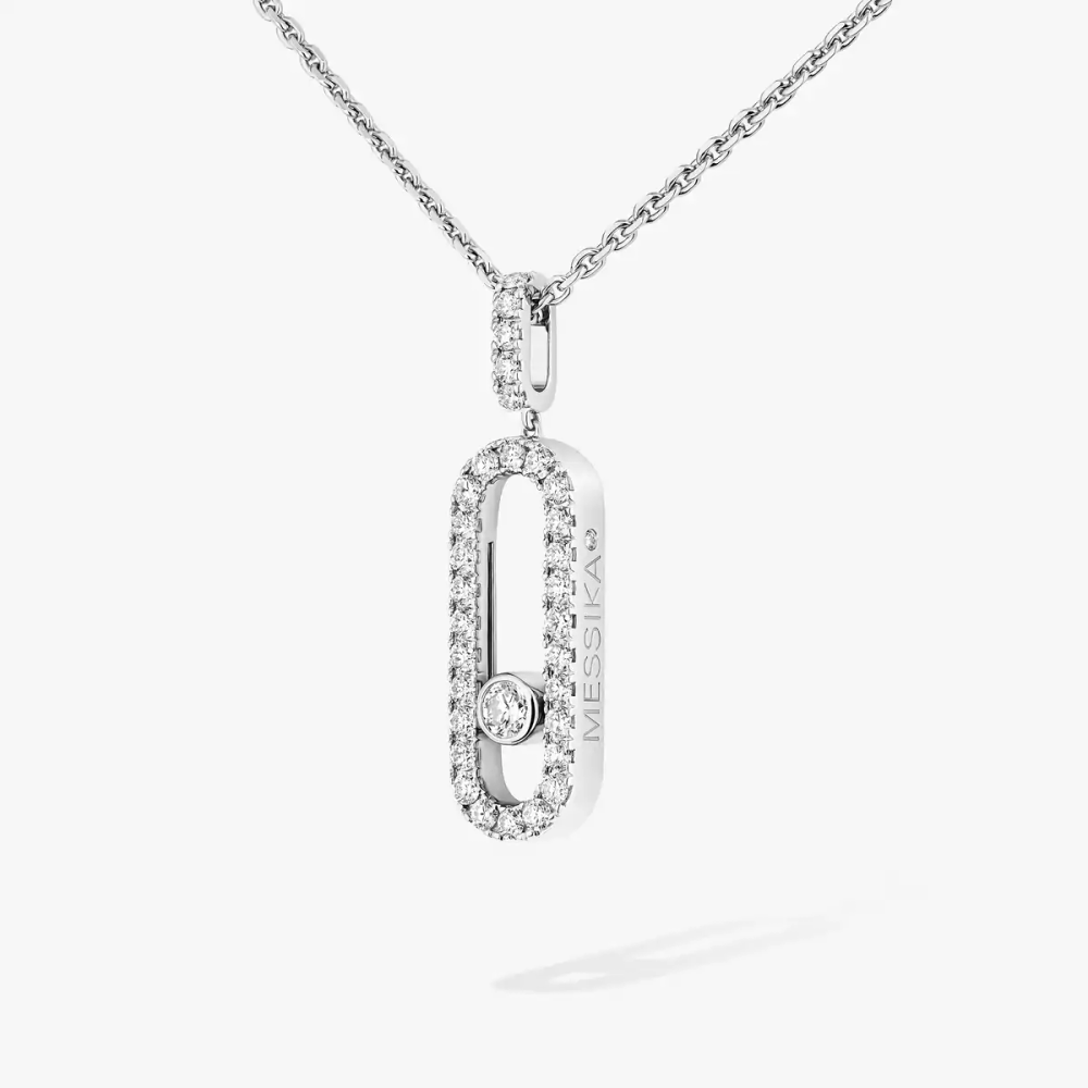 Collier pendentif Move Uno pavé, grand modèle Collier diamant en or blanc Move Uno