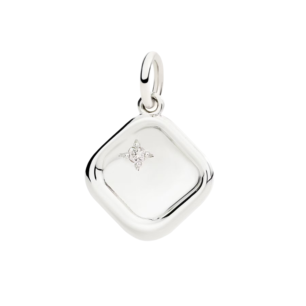 Pendentif Sceau Argent Et Diamant Blanc