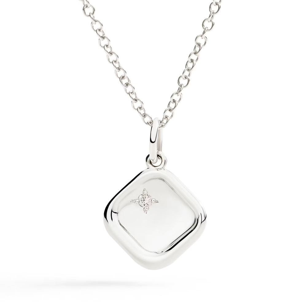 Pendentif Sceau Argent Et Diamant Blanc