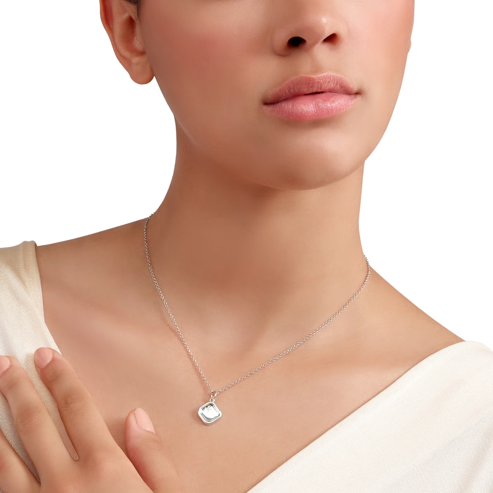 Pendentif Sceau Argent Et Diamant Blanc