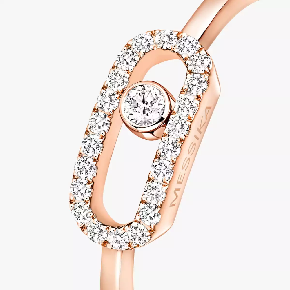 Bague Move Uno semi-pavée Bague diamant Move Uno en or rose 18 carats