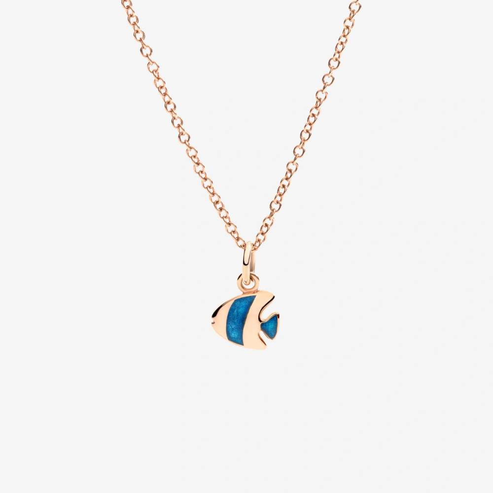 Pendentif Poisson-ange Or Rose & Émail
