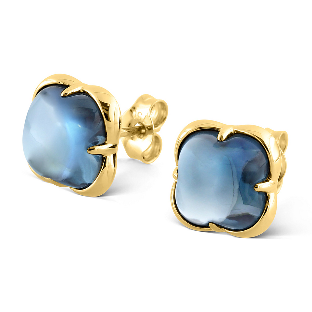 Puces, Topaze Blue London, Or Jaune