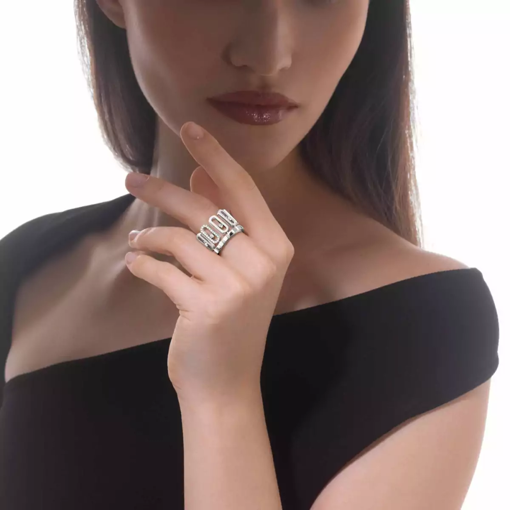 Bague Move Iconica Bague Diamant Or Blanc