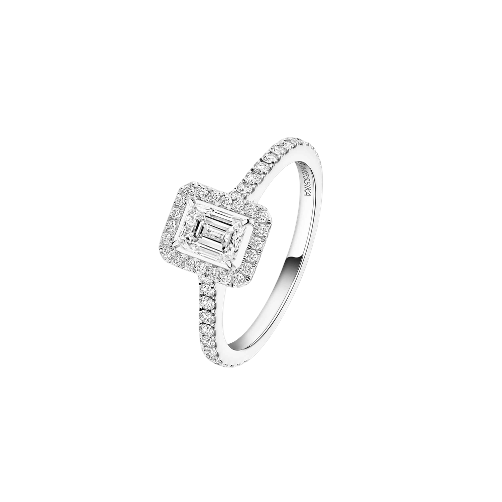 Bague solitaire Joy taille émeraude, moyen modèle