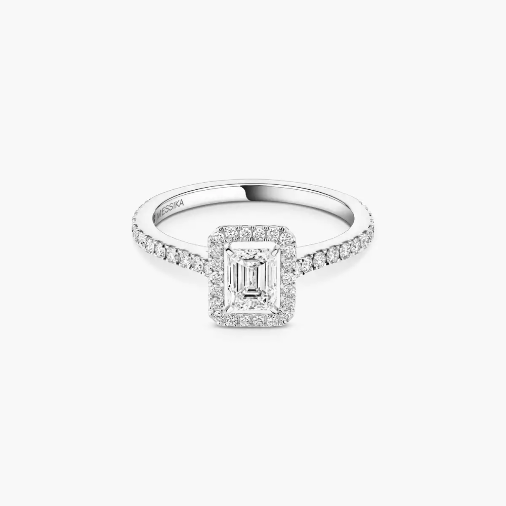 Bague solitaire Joy taille émeraude, moyen modèle