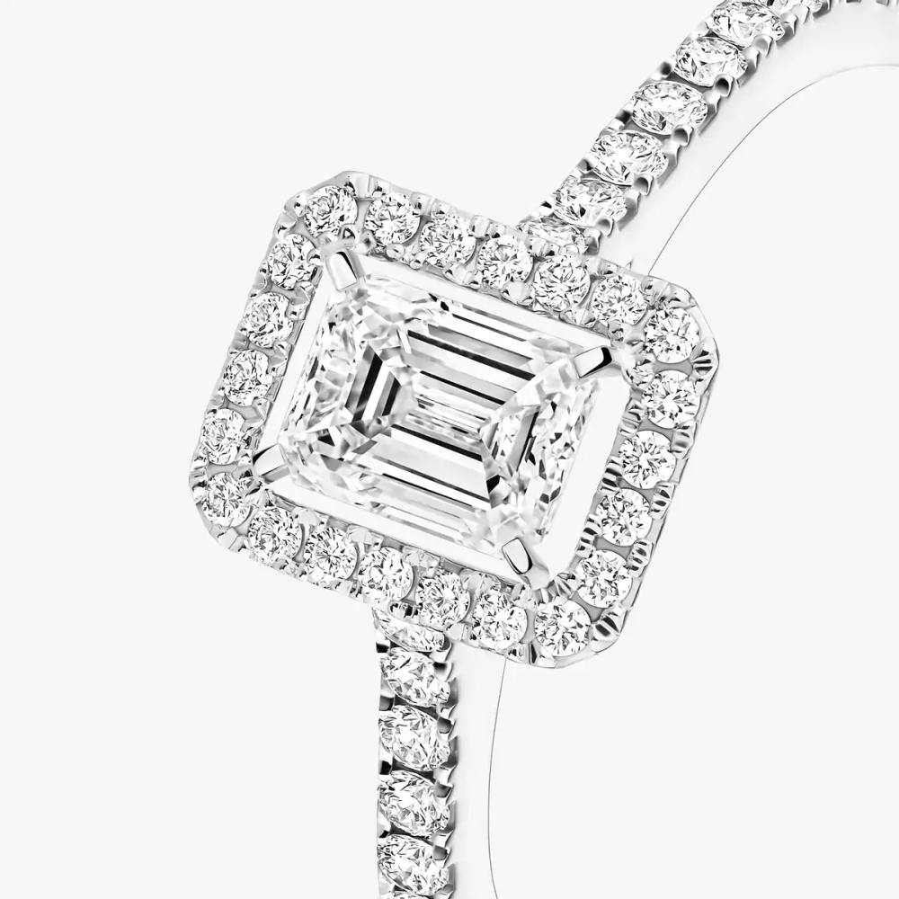 Bague solitaire Joy taille émeraude, moyen modèle