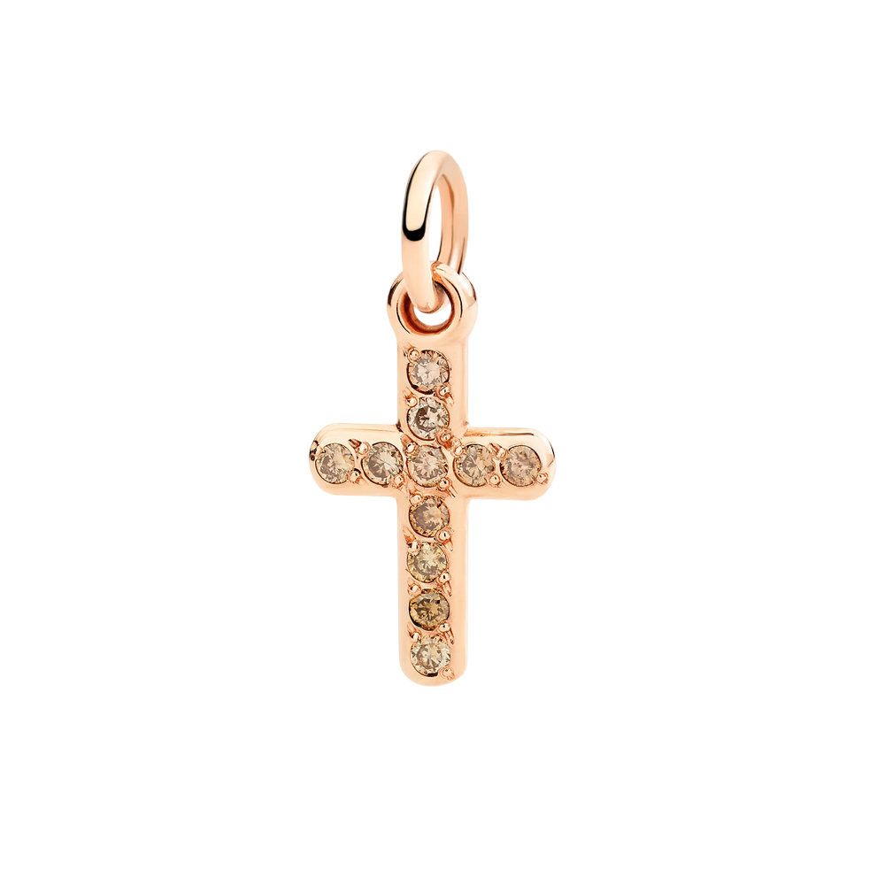 Pendentif Croix Or Rose Et Diamants