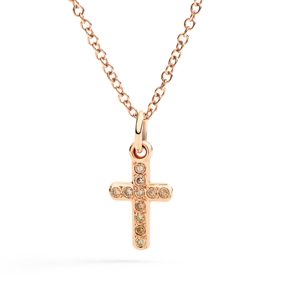 Pendentif Croix Or Rose Et Diamants