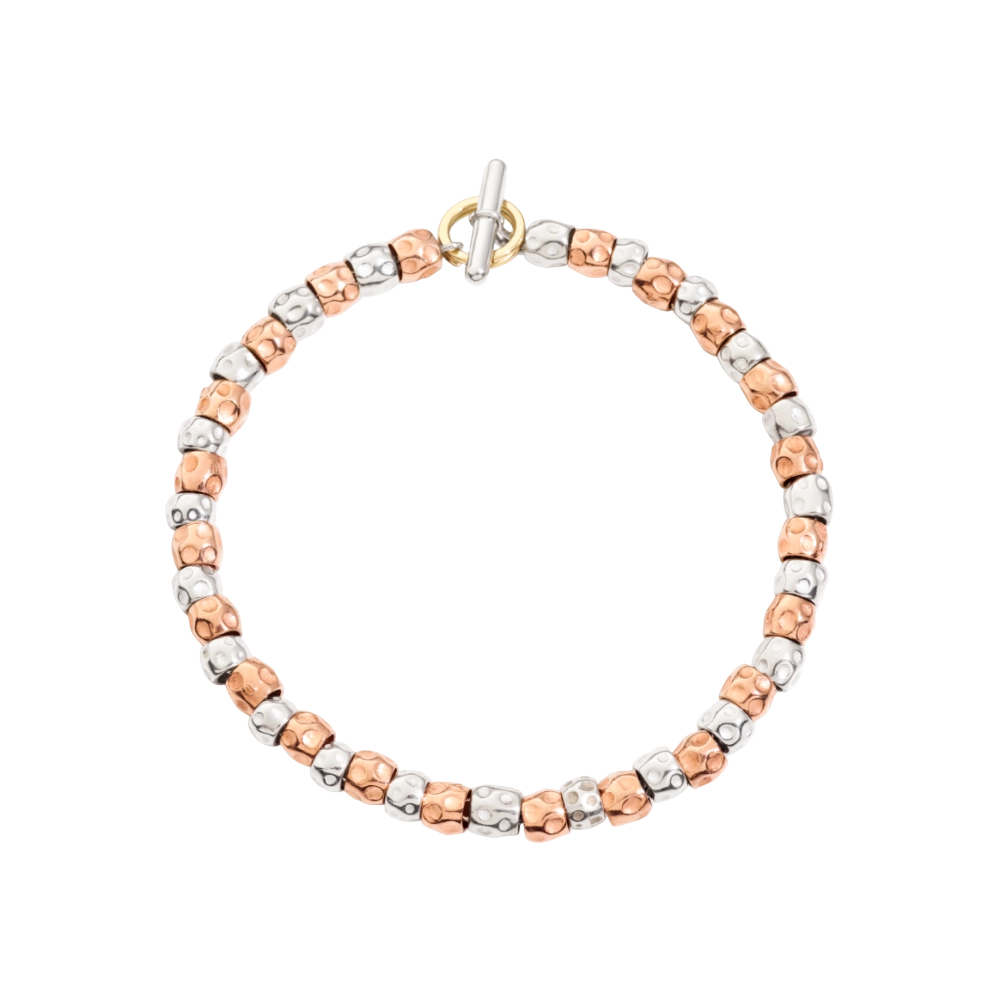 Bracelet Granelli Argent & Or Rose