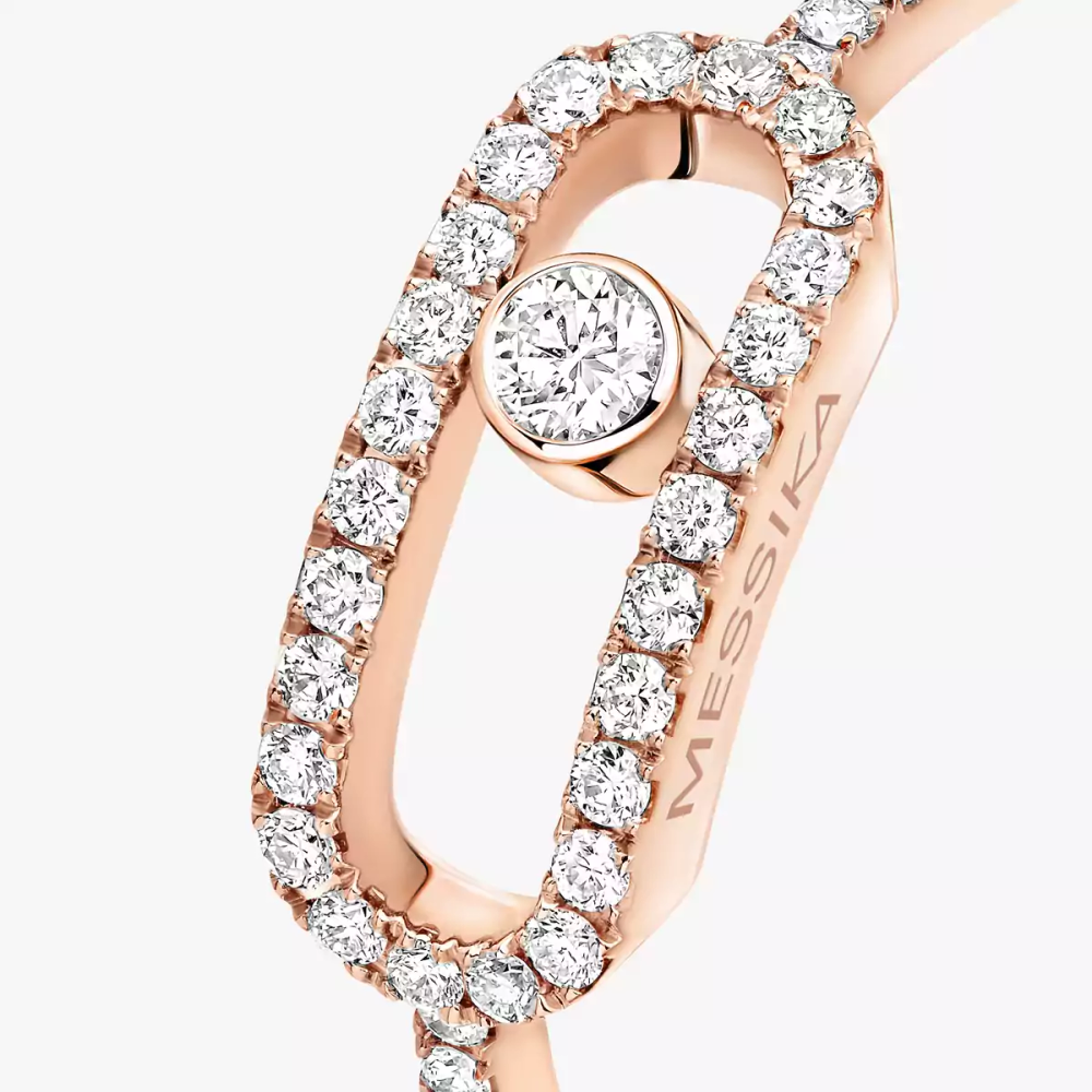 Bague Move Uno pavée, grand modèle Bague diamant en or rose Move Uno