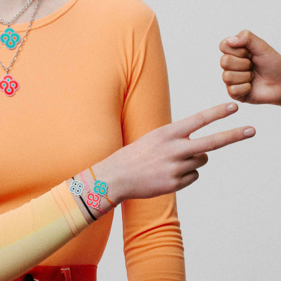 Bracelet Argent Enlacé Vert d'eau