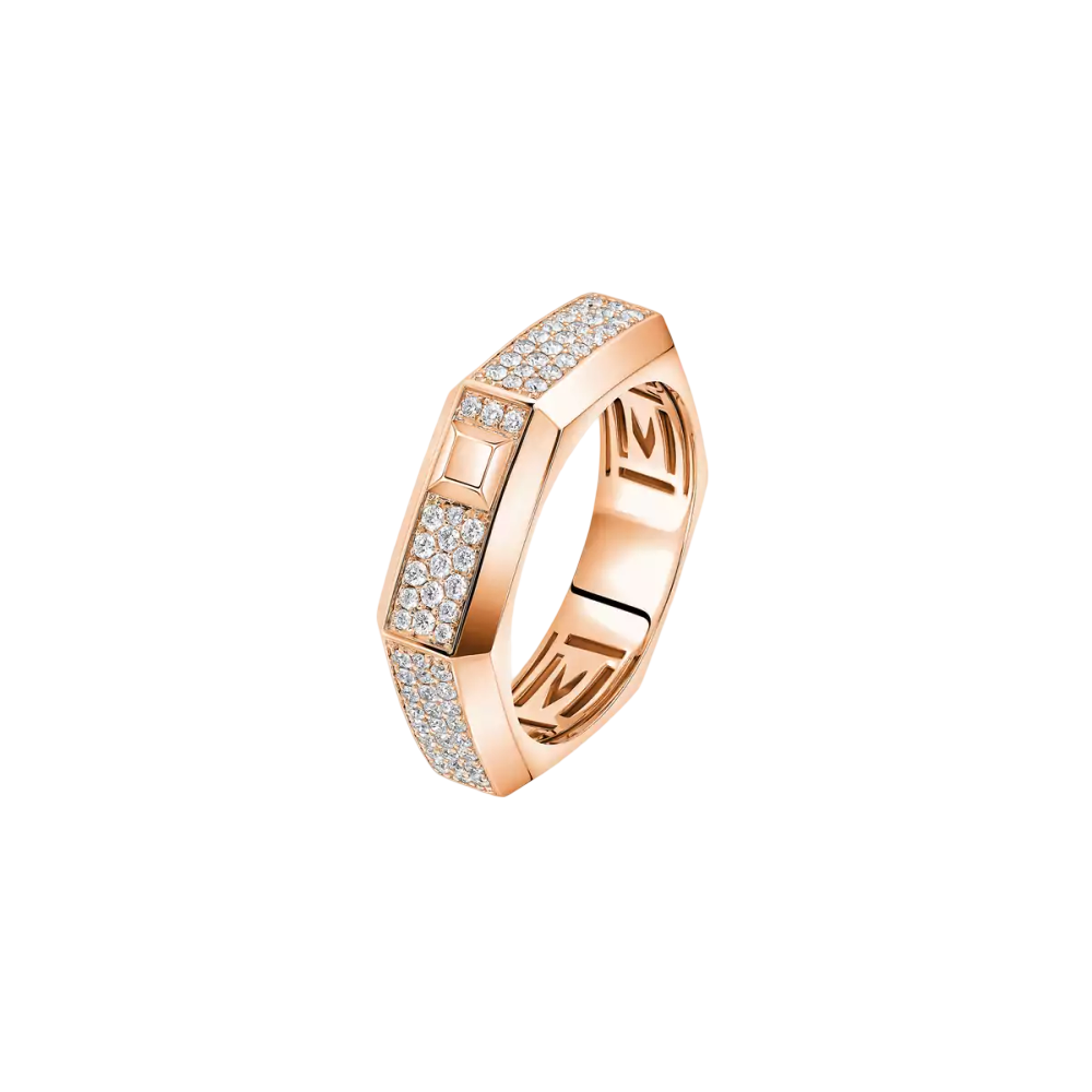 Bague Moderniste pavée, moyen modèle