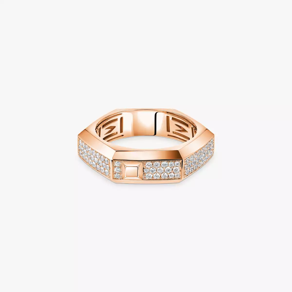Bague Moderniste pavée, moyen modèle