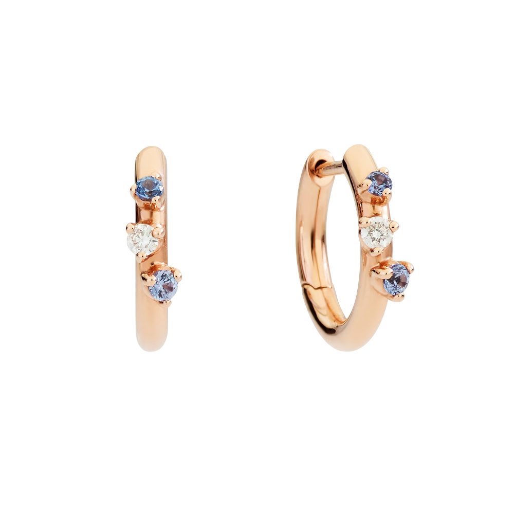 Rose Gold, Sapphire & Diamond Hoop Earrings