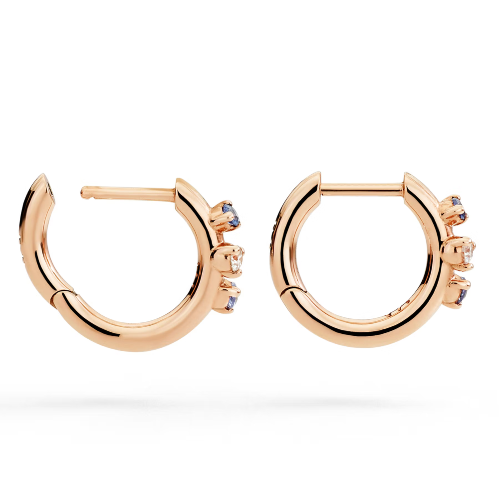 Rose Gold, Sapphire & Diamond Hoop Earrings
